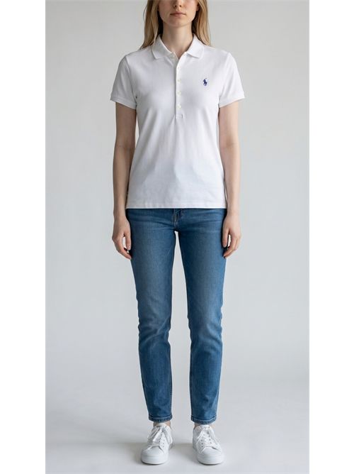 polo donna con abbottonatura lunga bianco